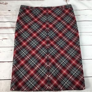 Plaid Pencil Skirt Red,Black,Gray Size 3